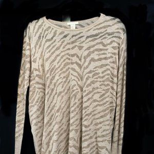 Beige lightweight sheer animal print tunic XS